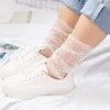 ins Super hot mesh socks, women's short socks, Korean printed chiffon stockings Spring and Summer new products, mesh pile sock trend details Picture